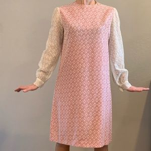 Vintage 1970s Red Dress with Lace Overlay